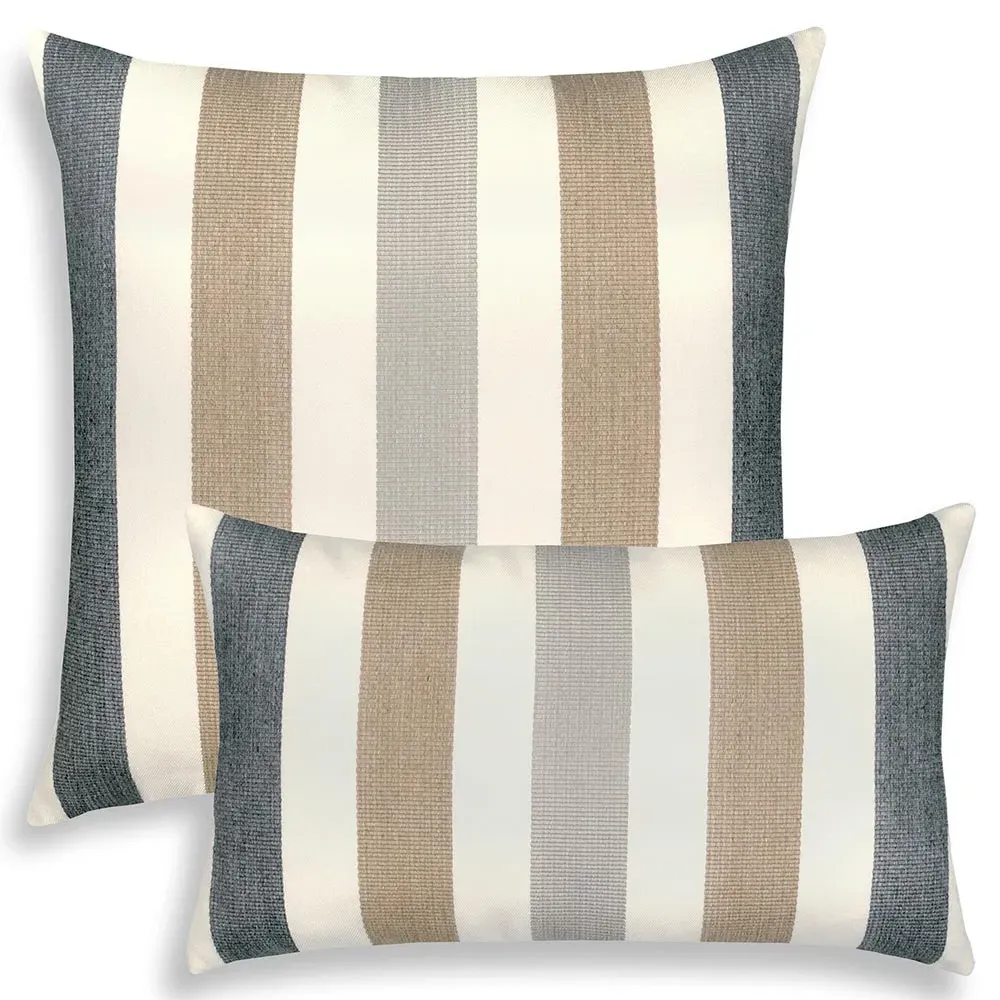 Stanza Stripe 20x20 Throw Pillow - Dune, Sunbrella Acrylic