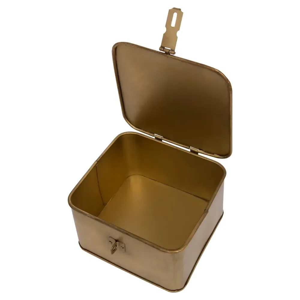 Staten Square Decorative Box Set of 3 - Gold, Iron