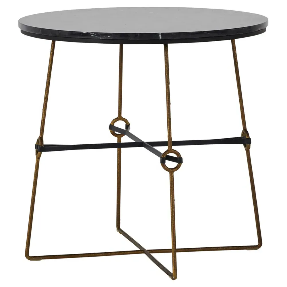 Stefan Round Side Table - Black, Marble