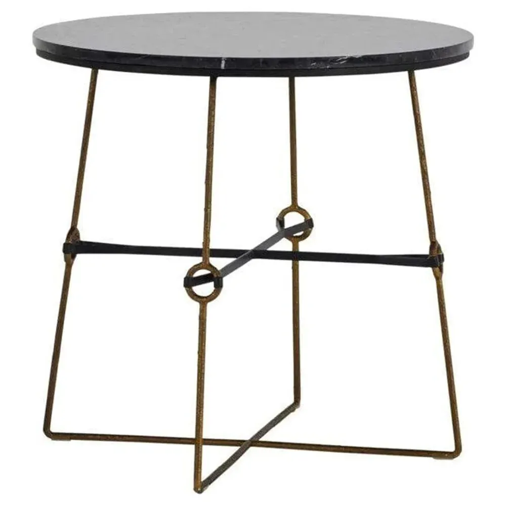 Stefan Round Side Table - Black, Marble