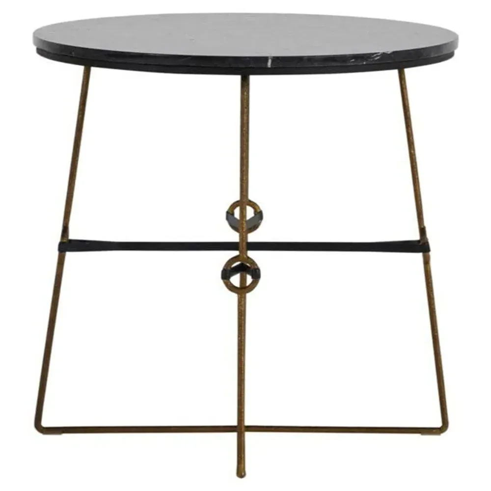 Stefan Round Side Table - Black, Marble