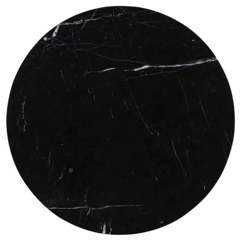 Stefan Round Side Table - Black, Marble