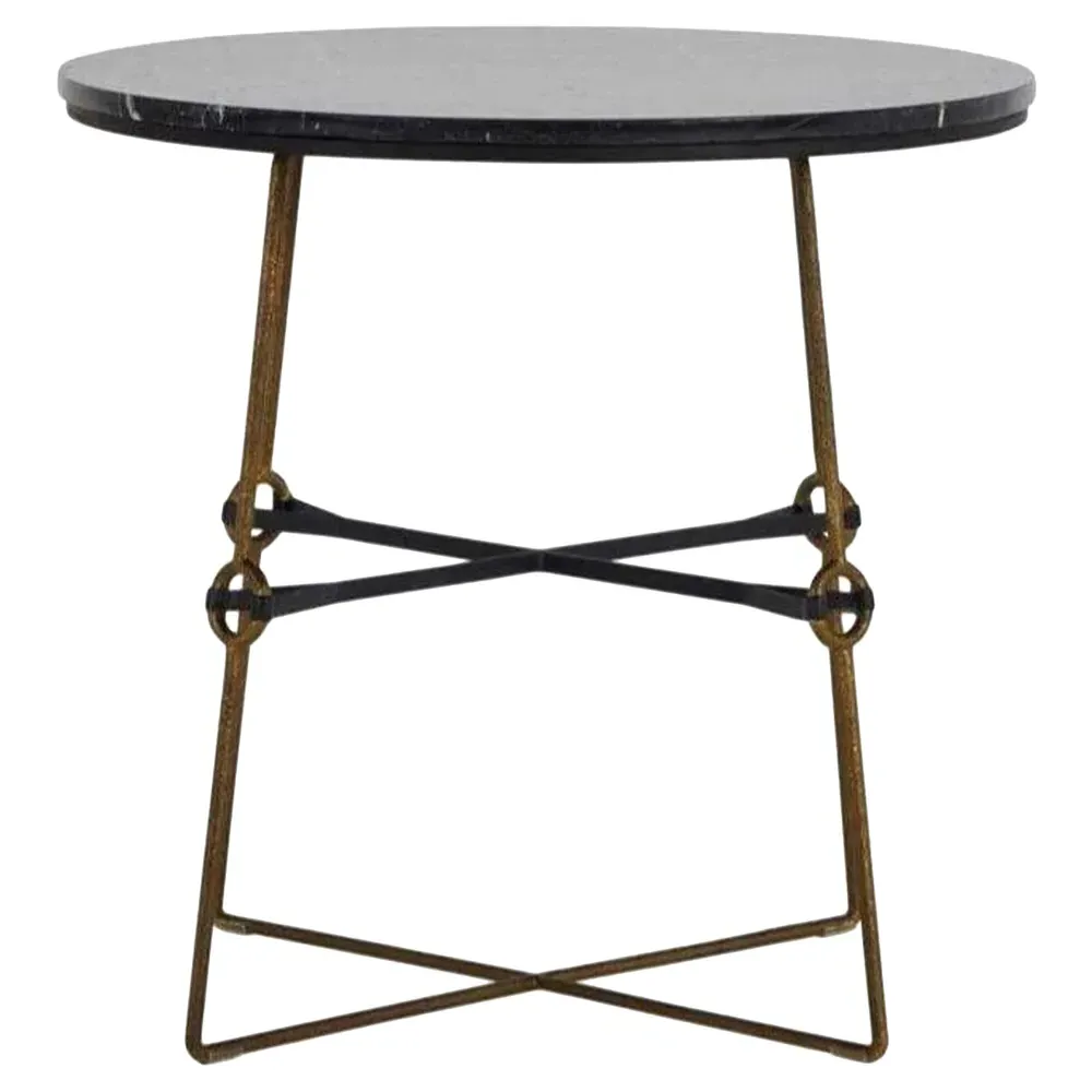 Stefan Round Side Table - Black, Marble