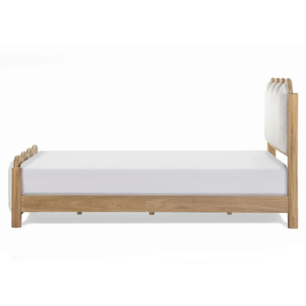 Stella King Size Wavy Bed - Cream, Oak
