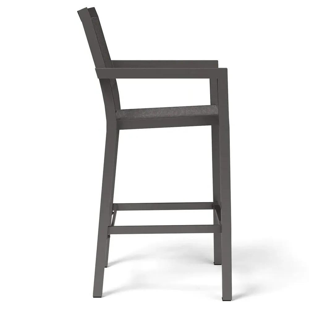 Stella Outdoor Bar Stool with Footrest - Grey, Aluminum