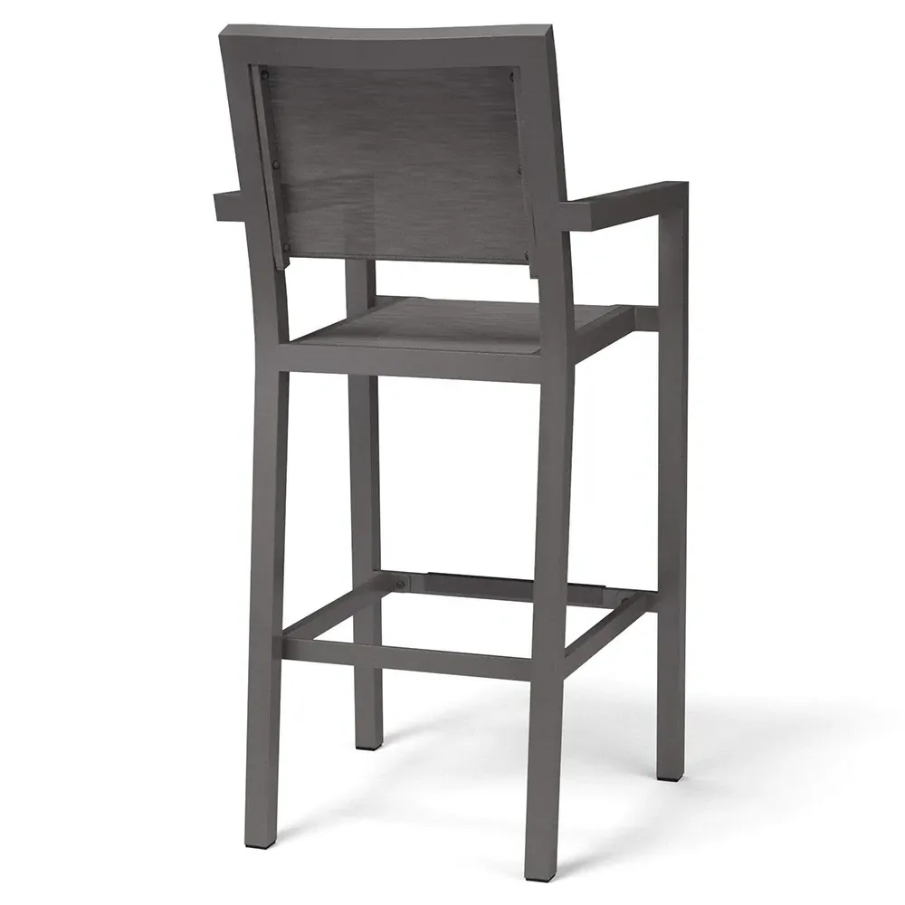 Stella Outdoor Bar Stool with Footrest - Grey, Aluminum