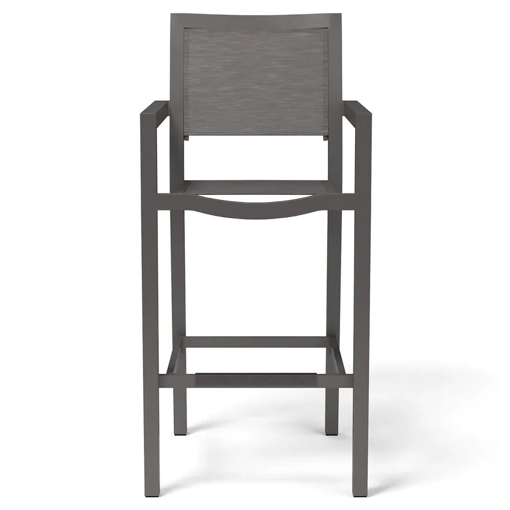 Stella Outdoor Bar Stool with Footrest - Grey, Aluminum