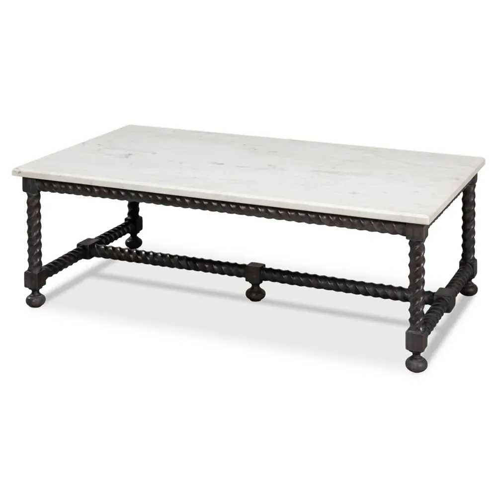 Stella Rectangular Coffee Table - White, Marble