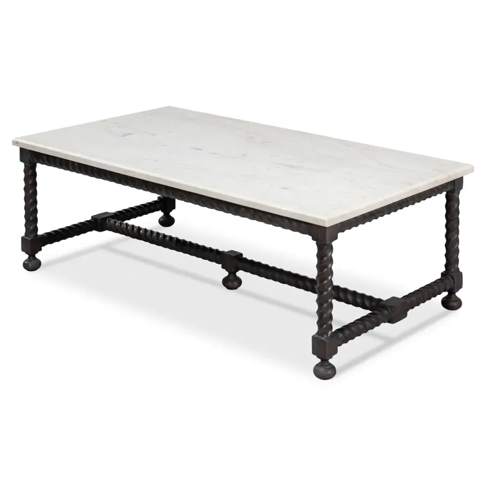 Stella Rectangular Coffee Table - White, Marble