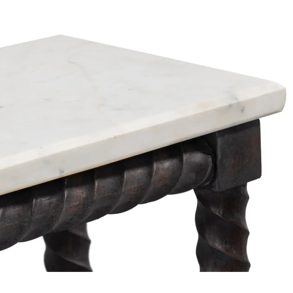 Stella Rectangular Spindle Console Table - White, Marble