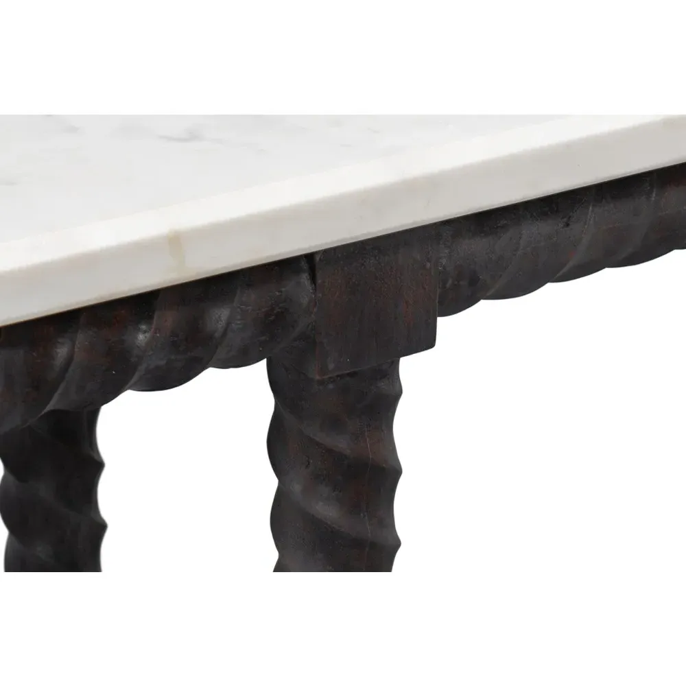 Stella Rectangular Spindle Console Table - White, Marble