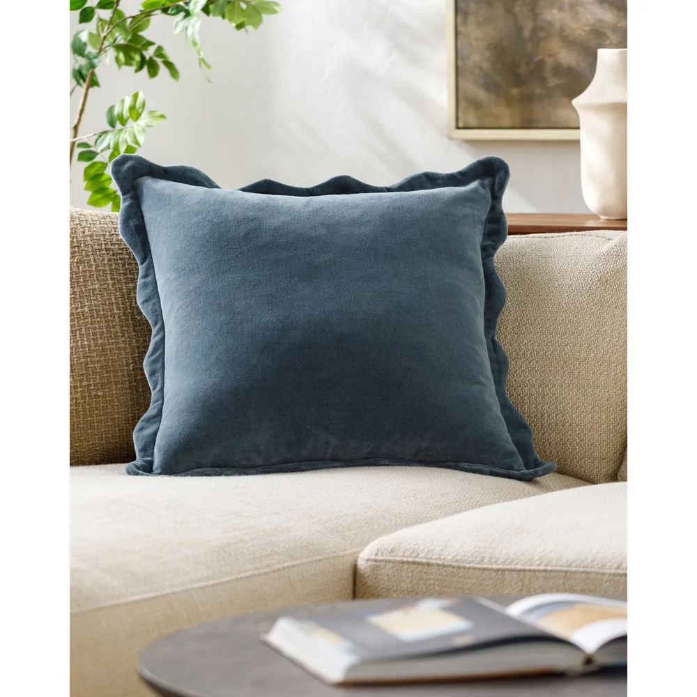 Stella Scallop Throw Pillow - Dark Blue, Cotton