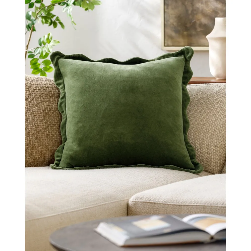 Stella Scallop Throw Pillow - Green, Cotton