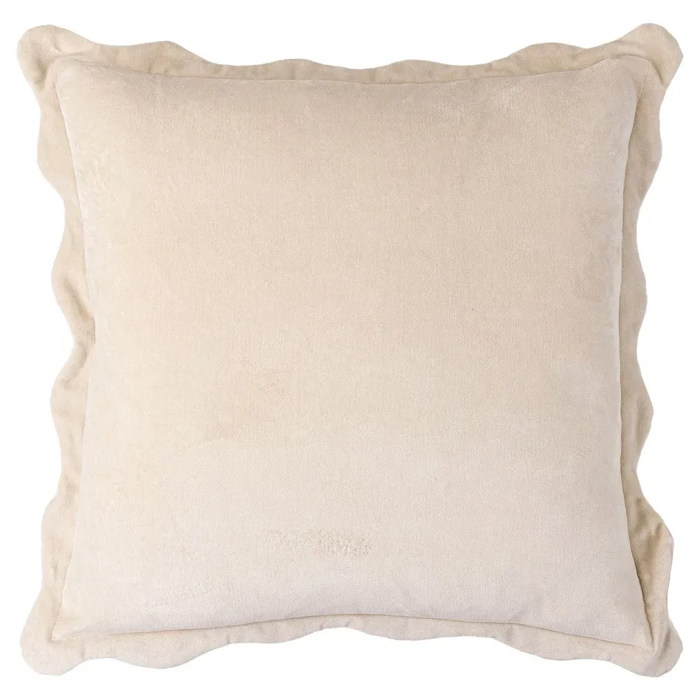 Stella Scallop Throw Pillow - Light Beige, Cotton