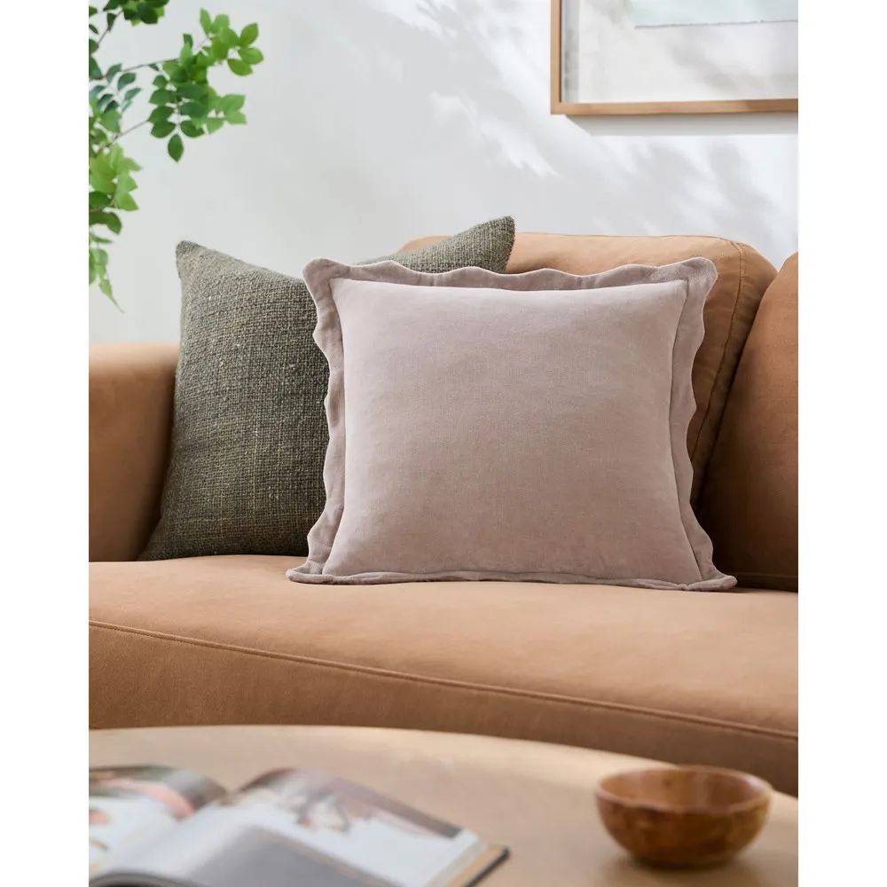 Stella Scallop Throw Pillow - Mauve, Cotton