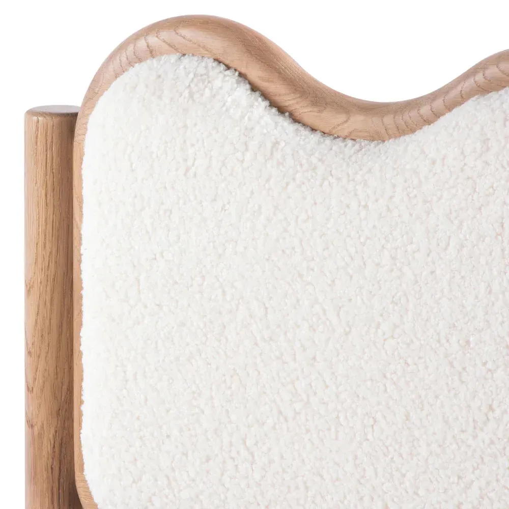 Stella Twin Size Wavy Bed - White, Oak