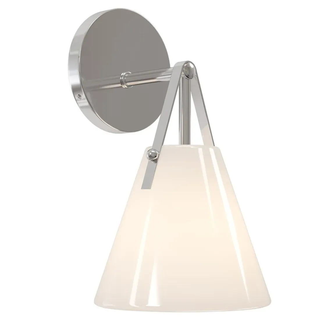 Stellan Bath Wall Sconce - White, Polished Nickel