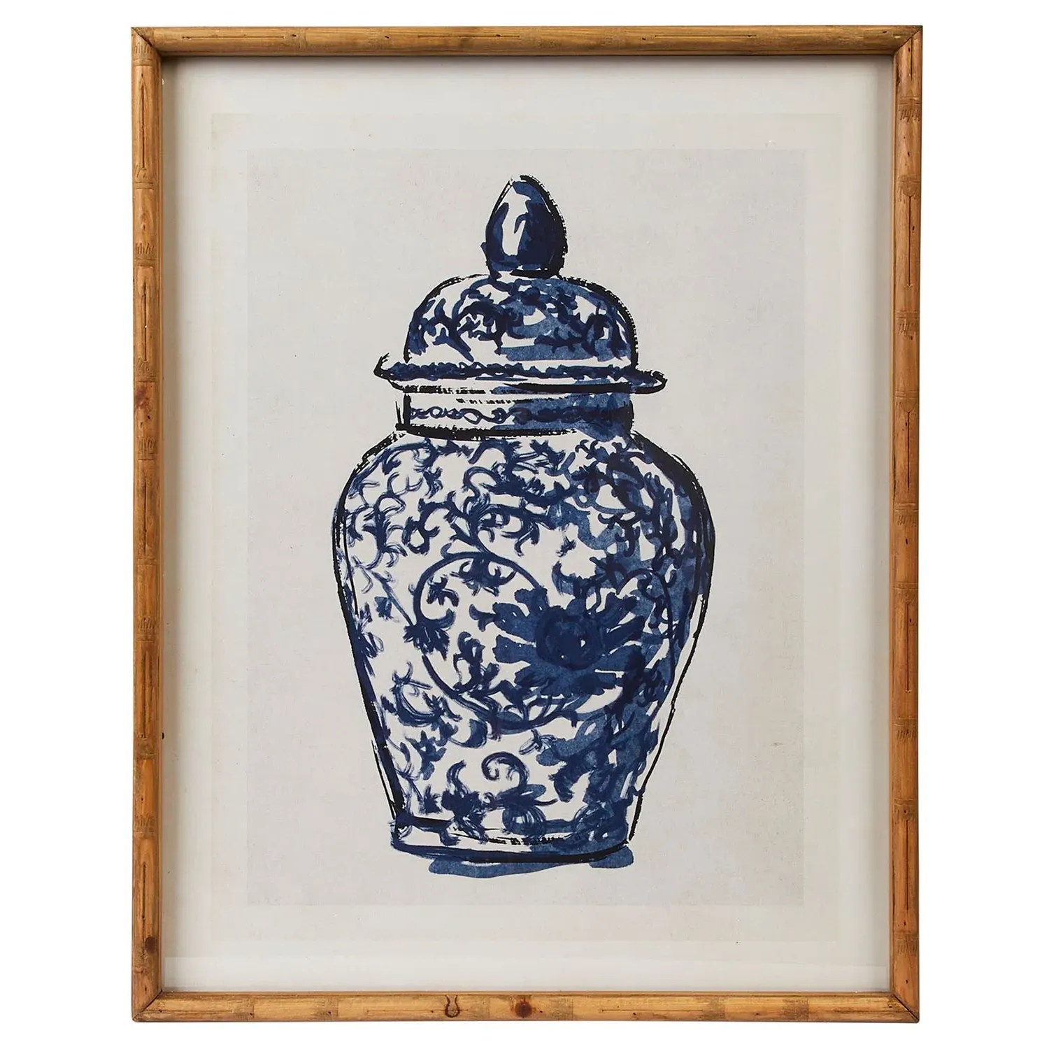 Stellan Ginger Jar Diptych Framed Illustration - Blue