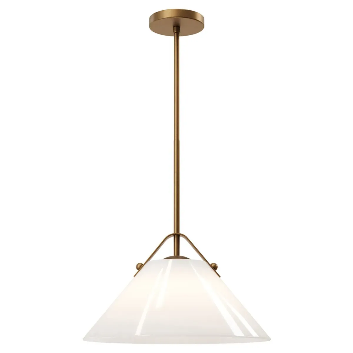Stellan Round Pendant Light - White, Antique Brass
