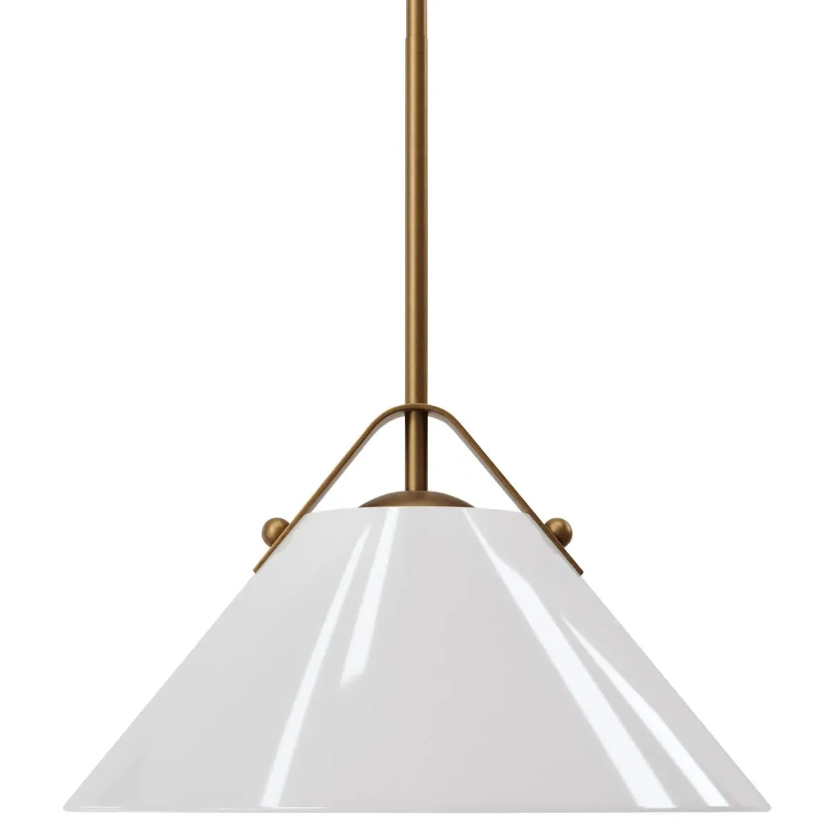 Stellan Round Pendant Light - White, Antique Brass