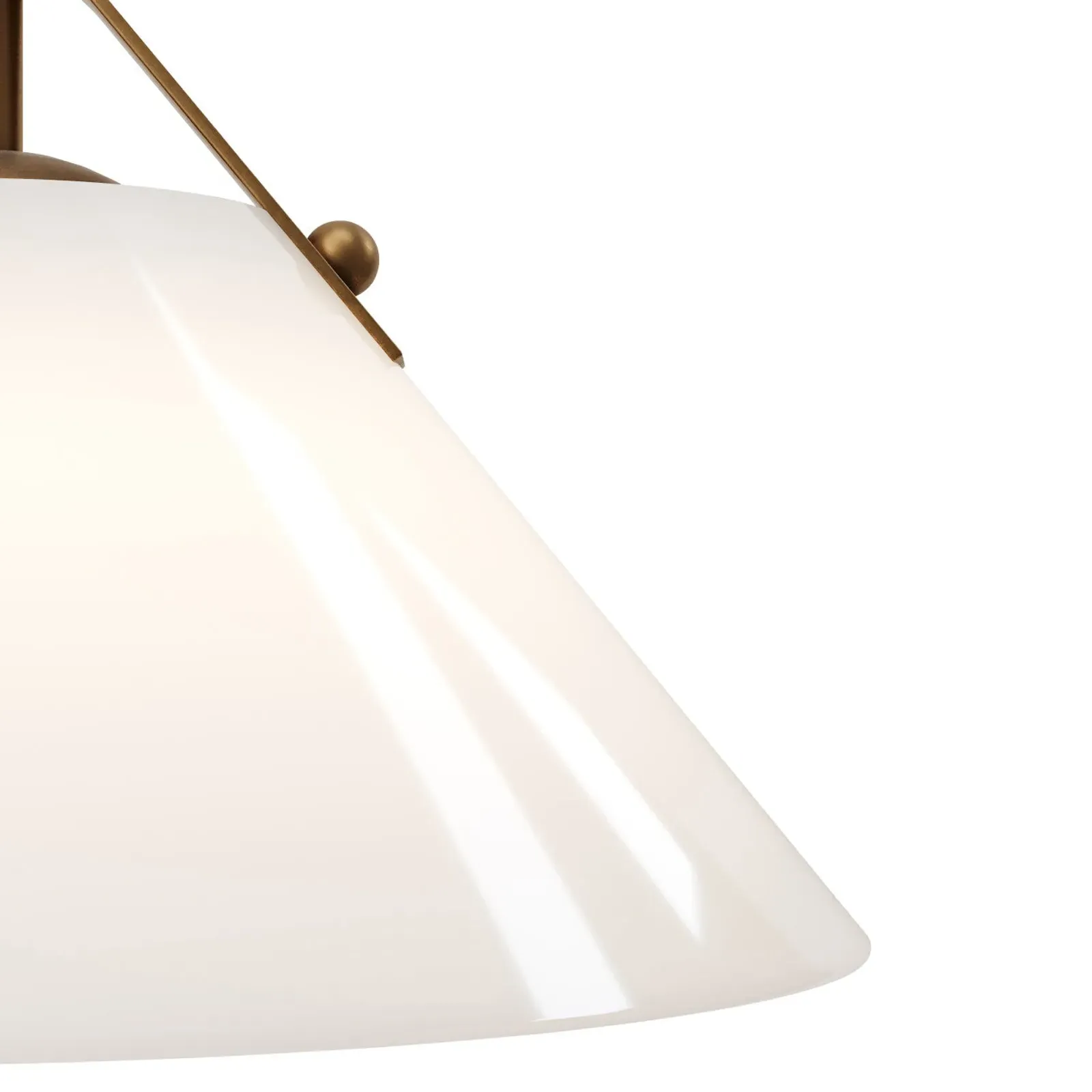 Stellan Round Pendant Light - White, Antique Brass