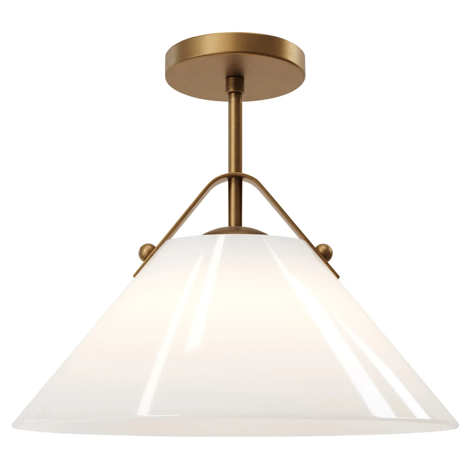 Stellan Round Pendant Light - White, Antique Brass image