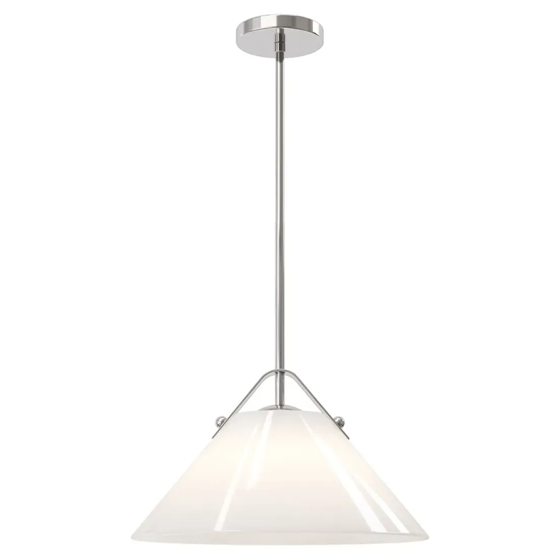 Stellan Round Pendant Light - White, Polished Nickel