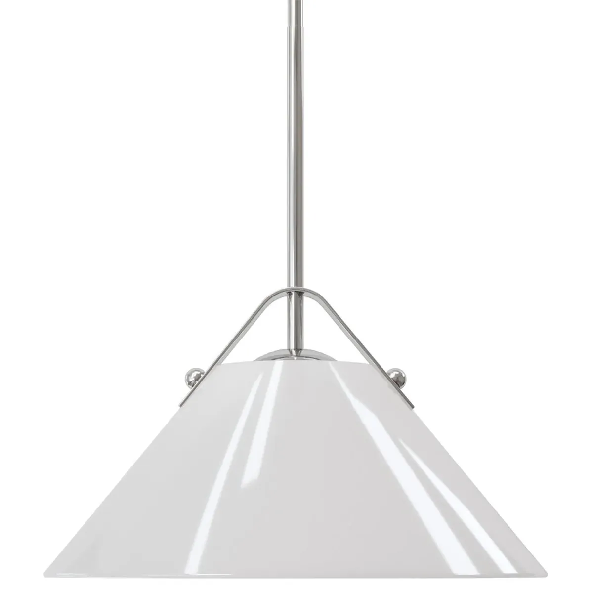 Stellan Round Pendant Light - White, Polished Nickel