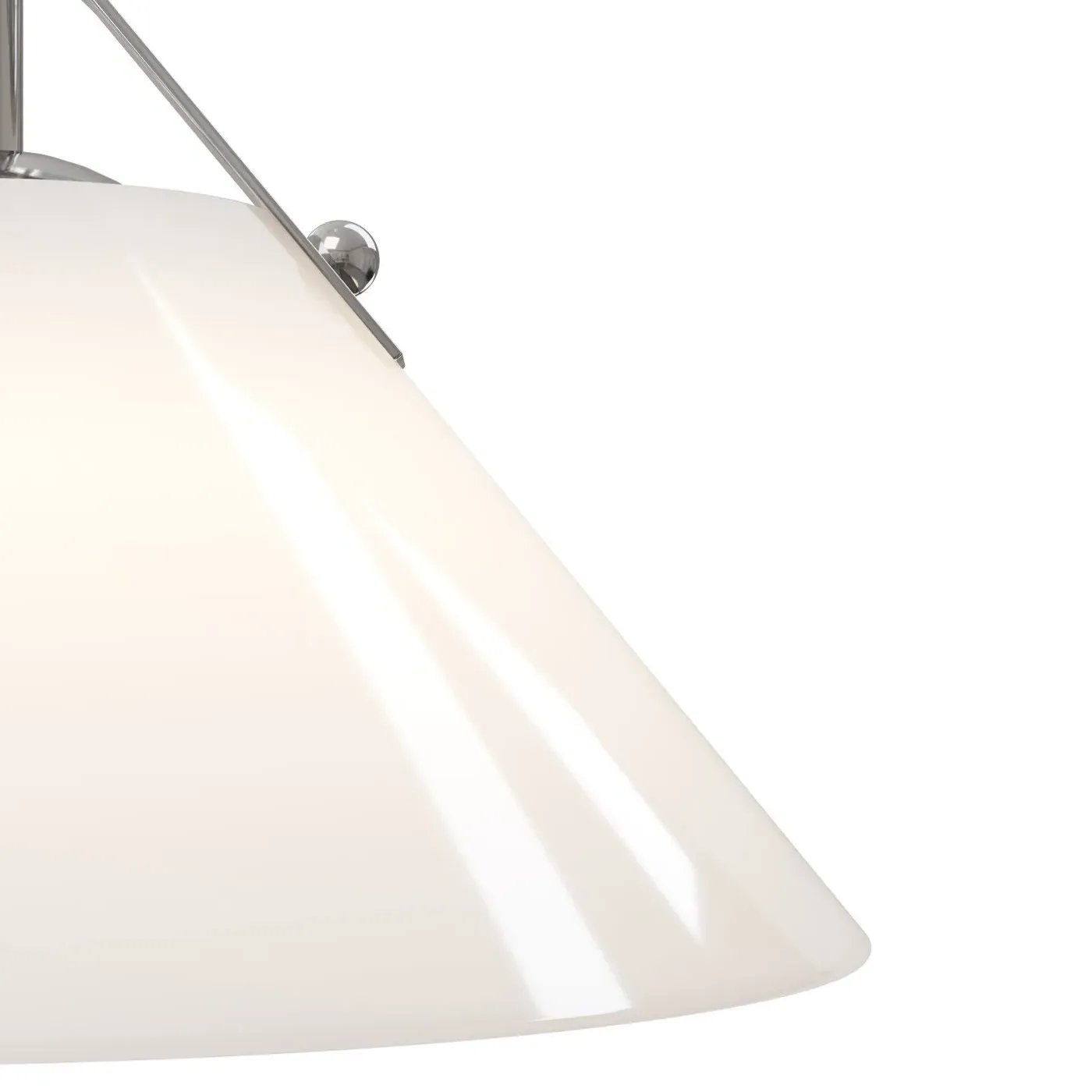 Stellan Round Pendant Light - White, Polished Nickel