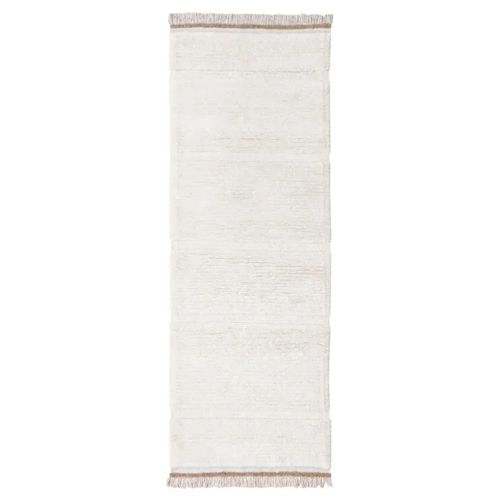 Steppe 2'7"x7'6" Solid Washable Rug - White, Wool