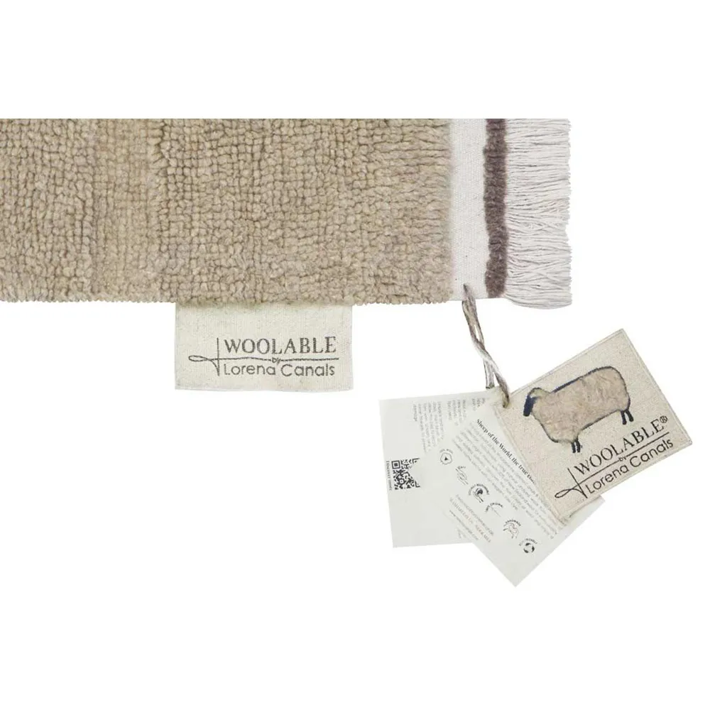 Steppe 4'x5'7" Solid Washable Rug - Beige, Wool