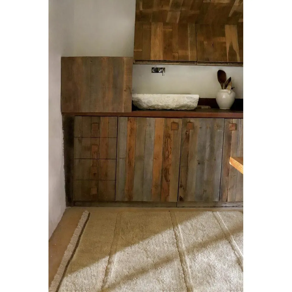 Steppe 4'x5'7" Solid Washable Rug - Beige, Wool