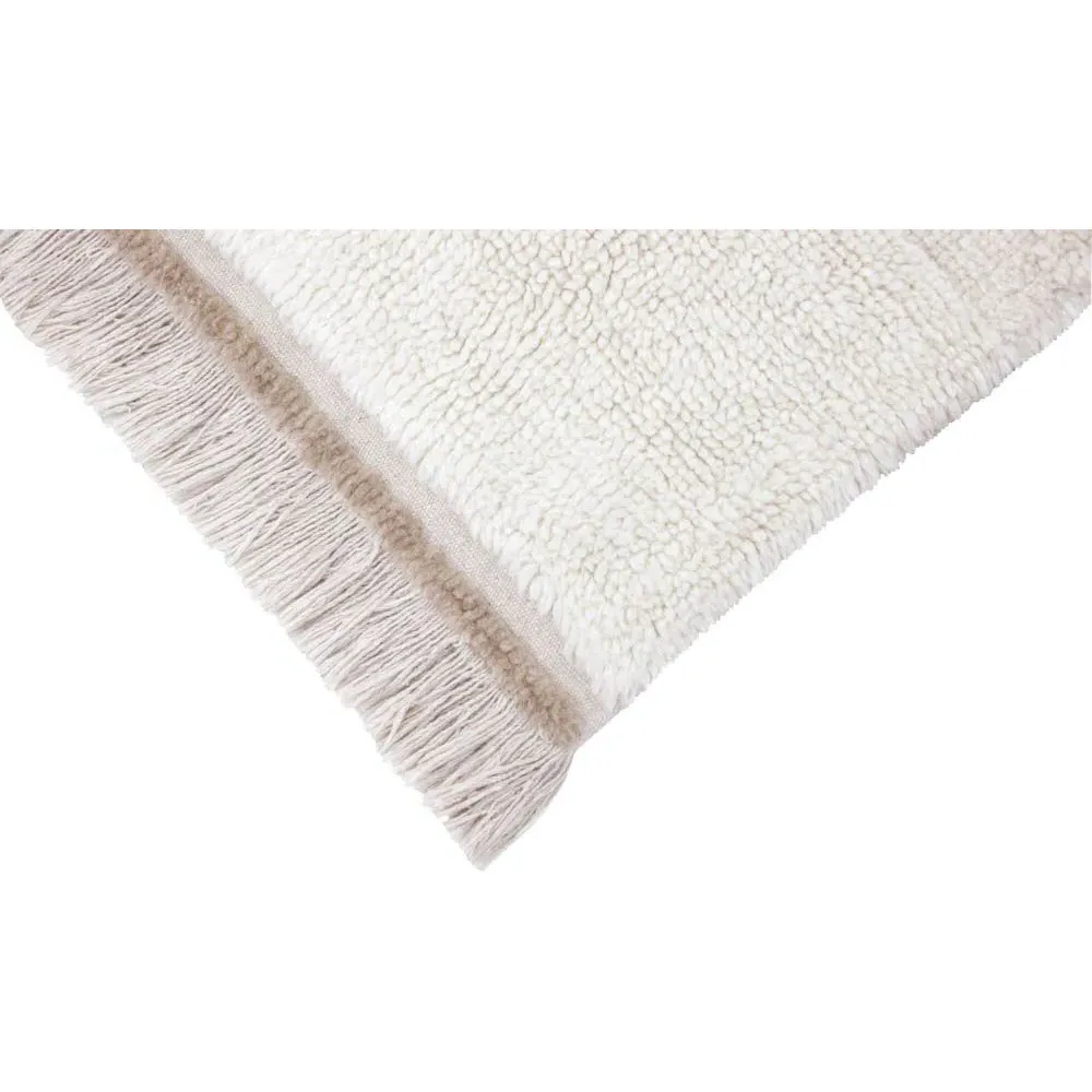 Steppe 4'x5'7" Solid Washable Rug - White, Wool
