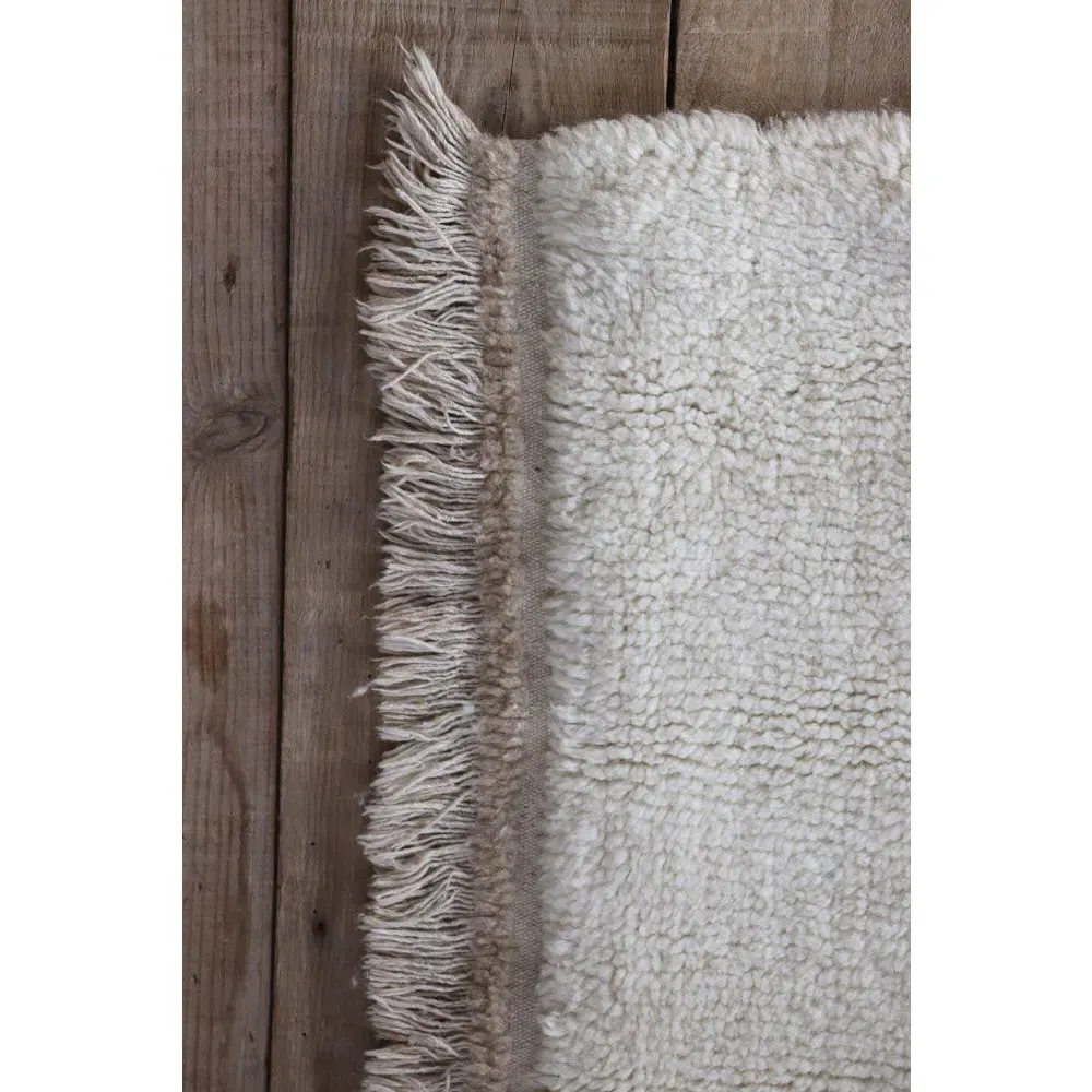 Steppe 4'x5'7" Solid Washable Rug - White, Wool