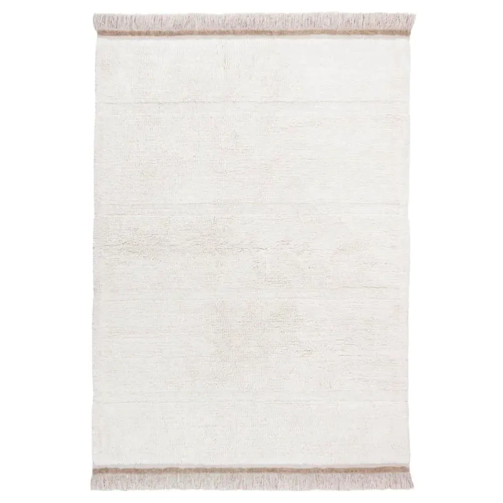 Steppe 4'x5'7" Solid Washable Rug - White, Wool