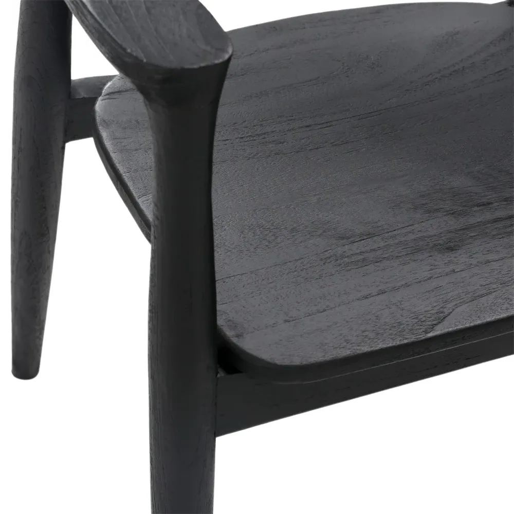 Stern Rustic Lodge Dining Arm Chair - Black, Teak