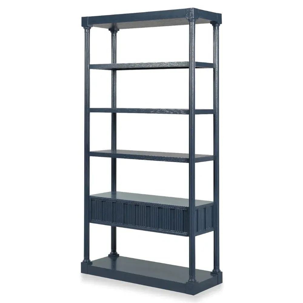 Stetson French Country Bookcase - Navy Blue, Oak