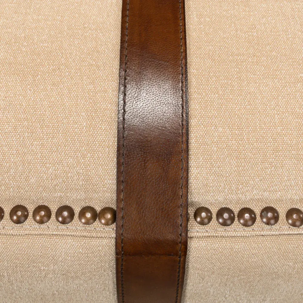 Stetson French Country Upholstered Stool - Beige, Leather