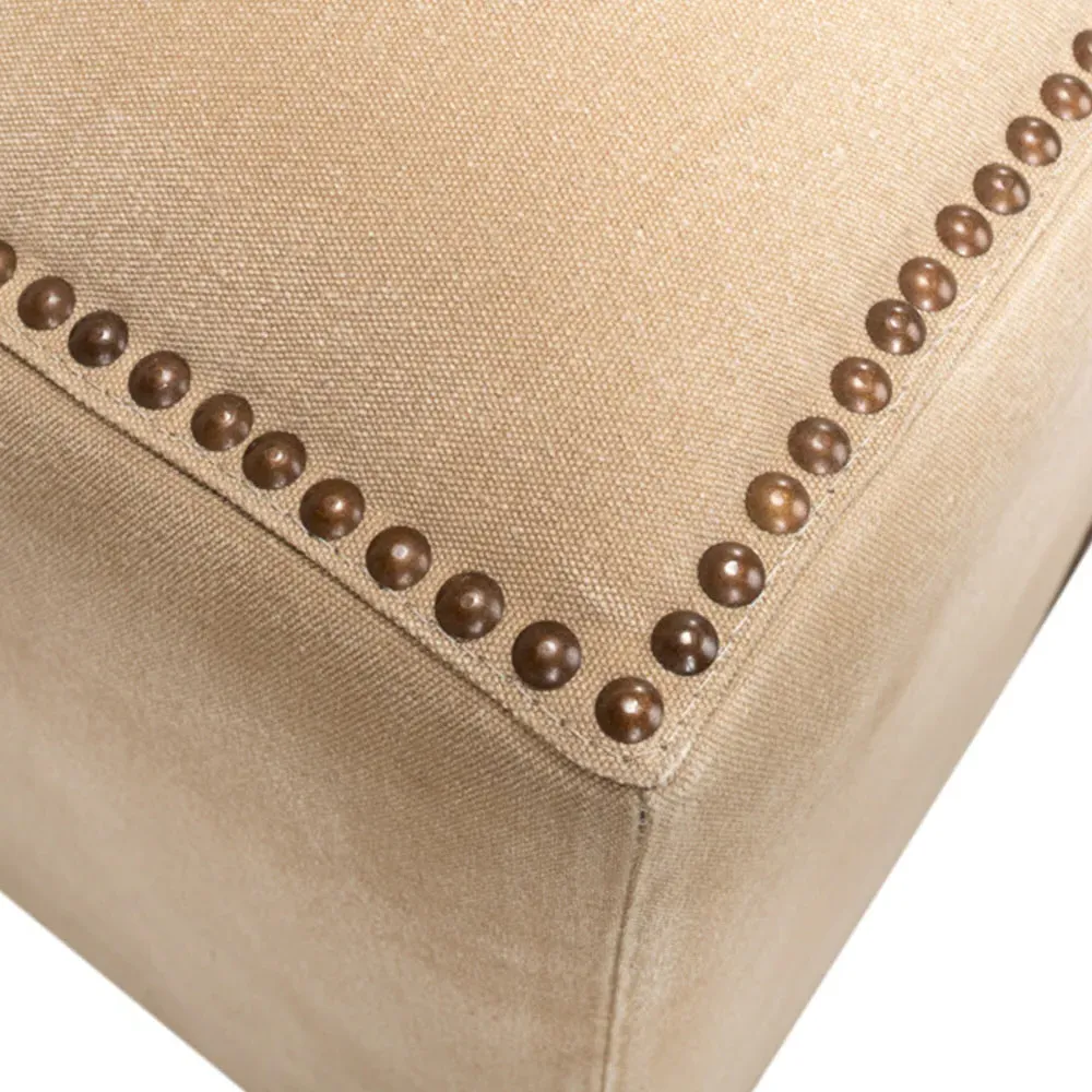 Stetson French Country Upholstered Stool - Beige, Leather