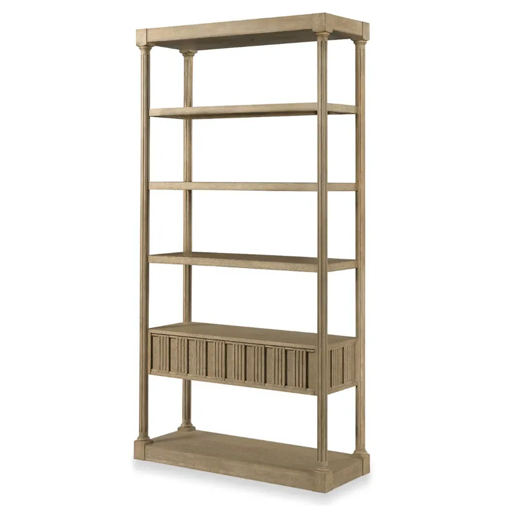 Stetson Oak Bookcase with Drawer - Vintage Brown