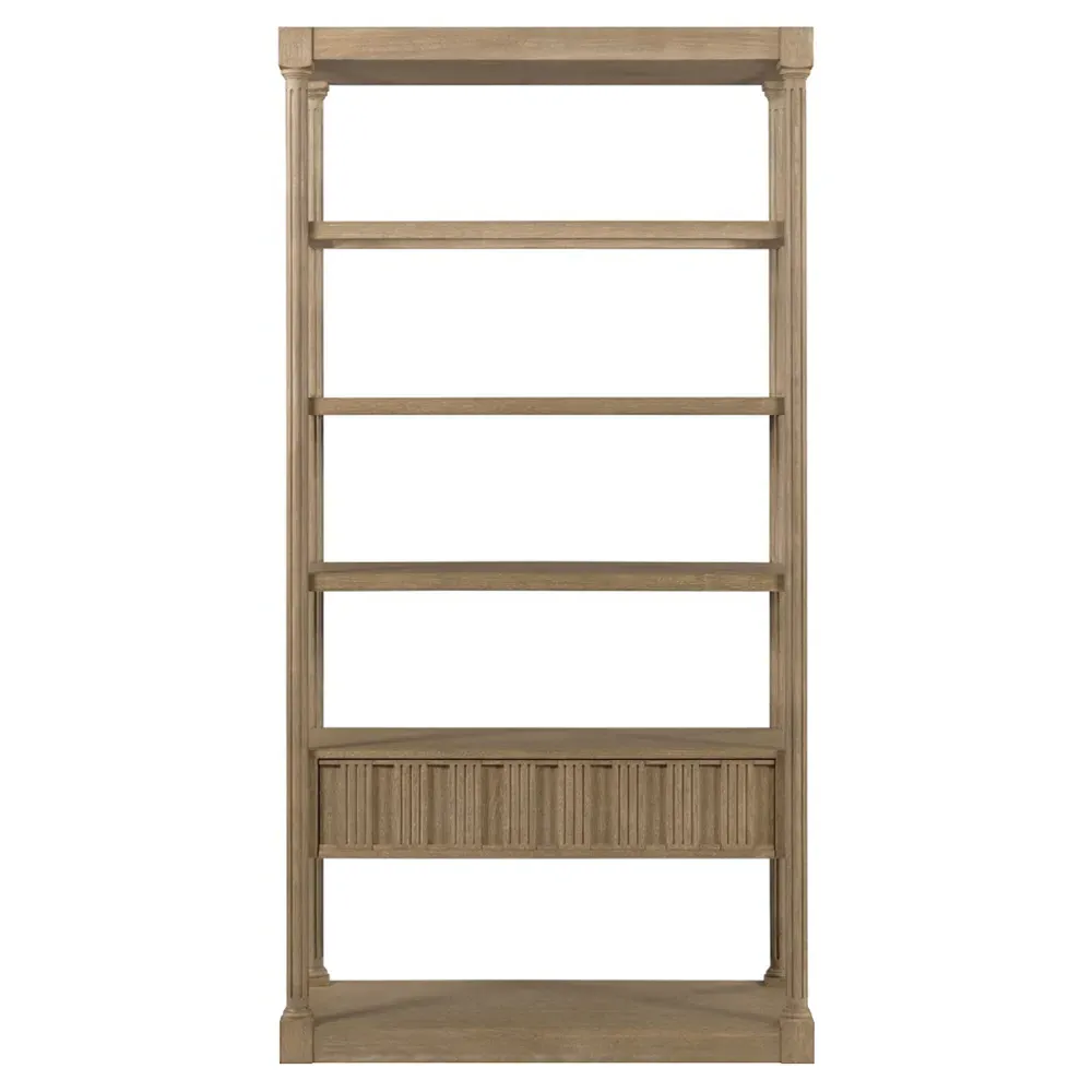 Stetson Oak Bookcase with Drawer - Vintage Brown