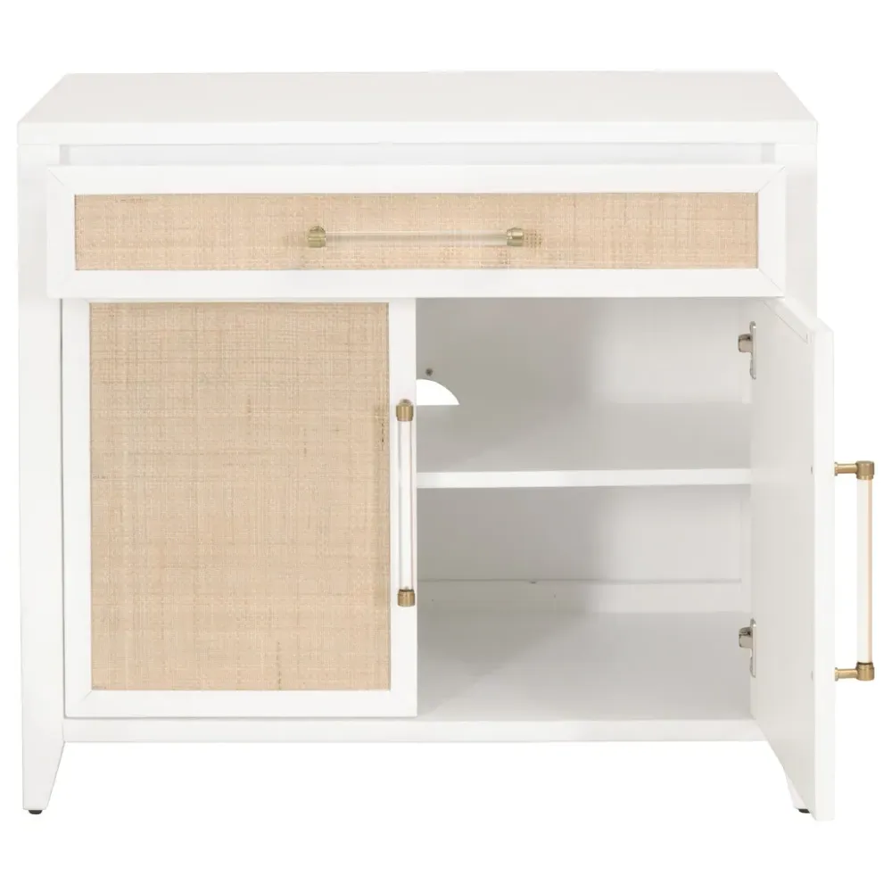 Steven Media Cabinet - White, Rattan