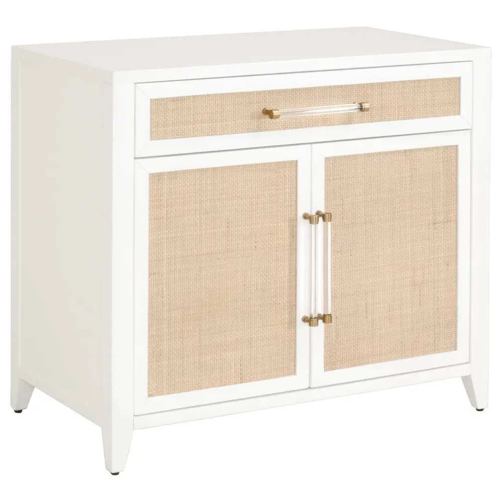 Steven Media Cabinet - White, Rattan