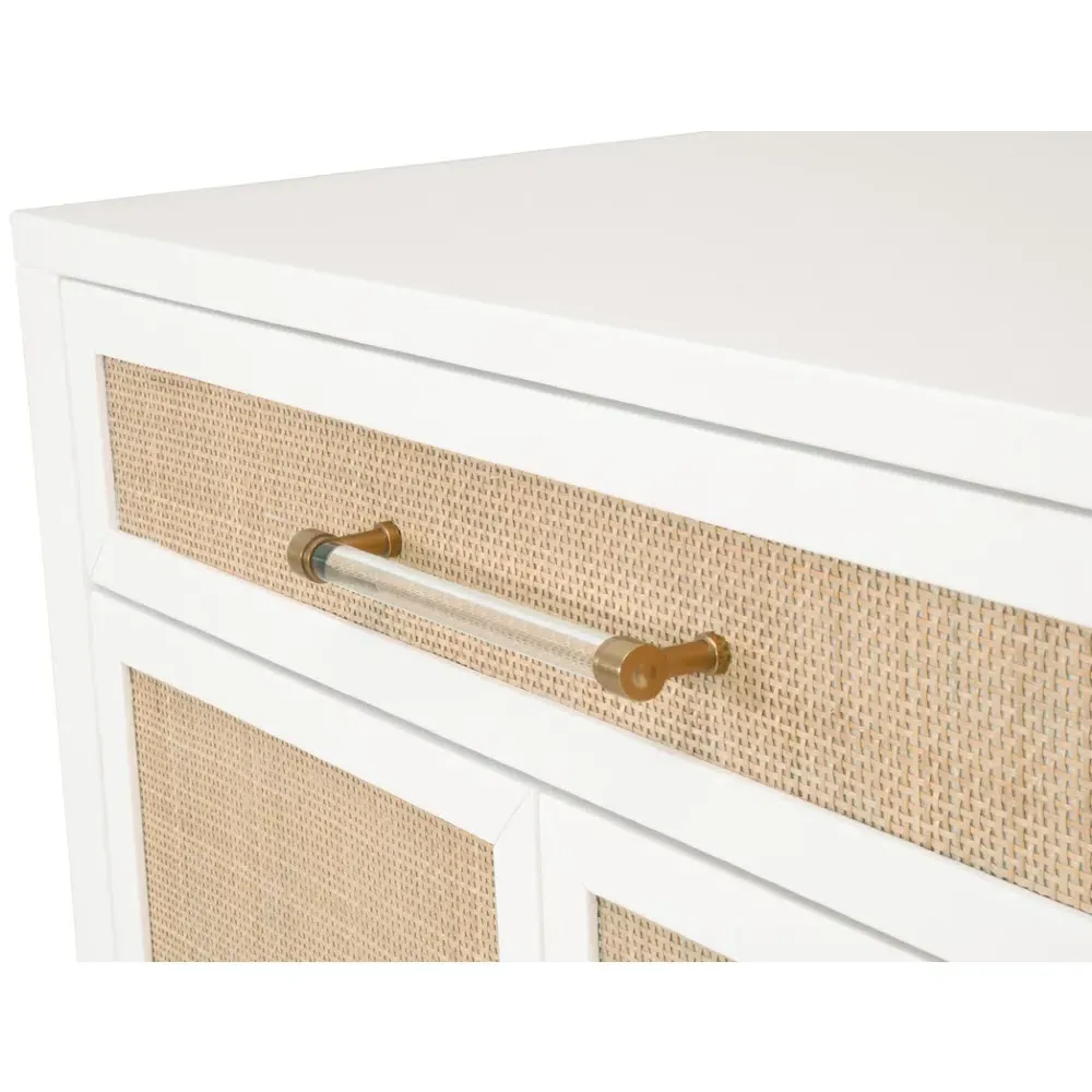 Steven Media Cabinet - White, Rattan