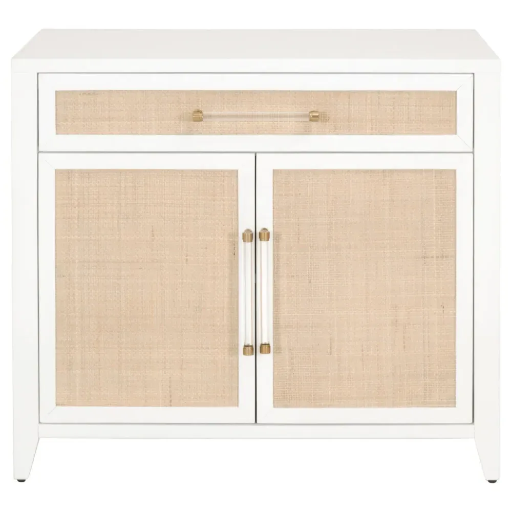 Steven Media Cabinet - White, Rattan