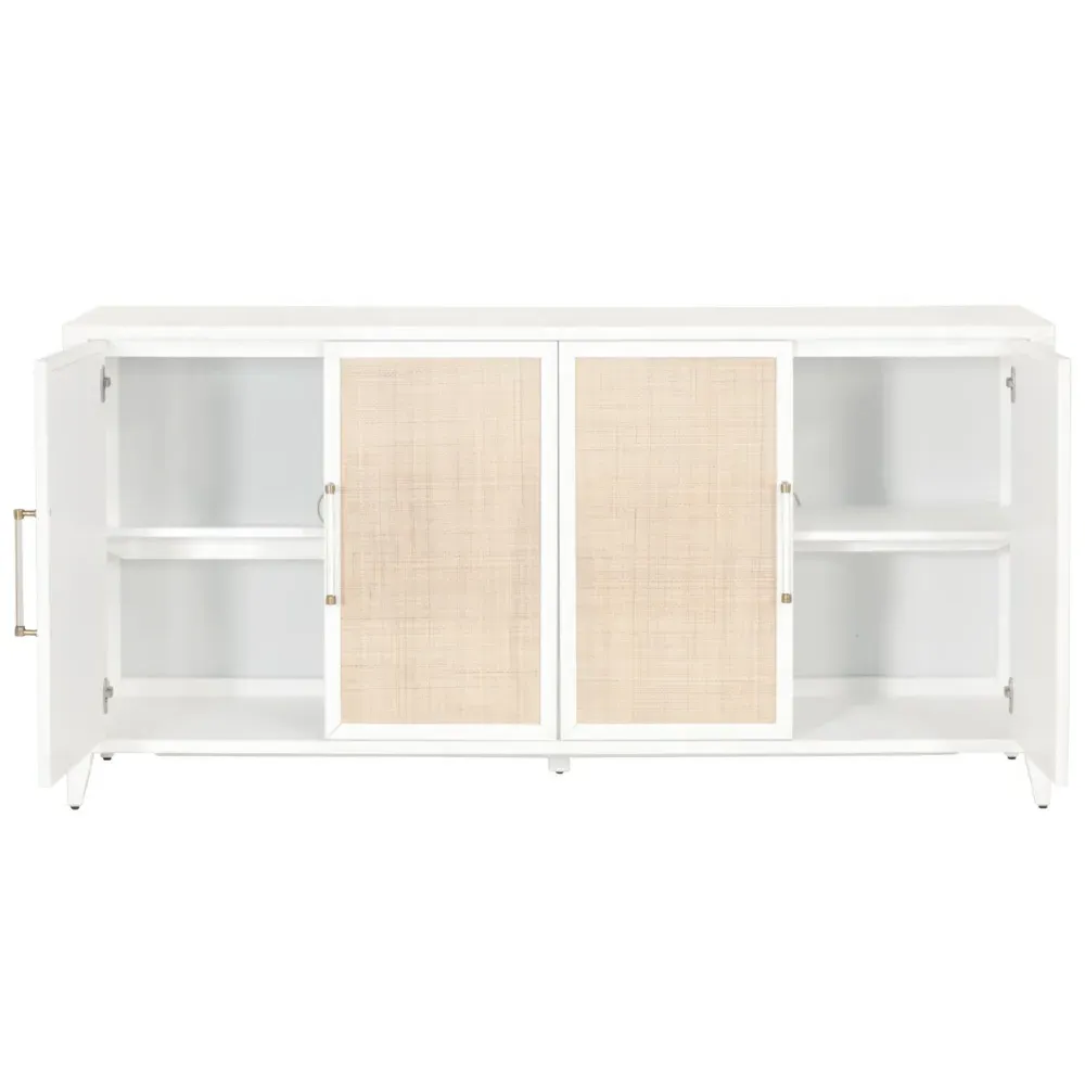 Steven Media Sideboard - White, Rattan