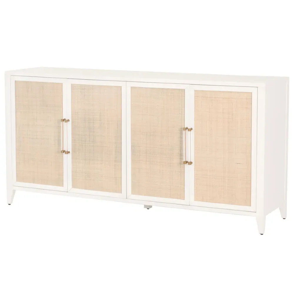 Steven Media Sideboard - White, Rattan