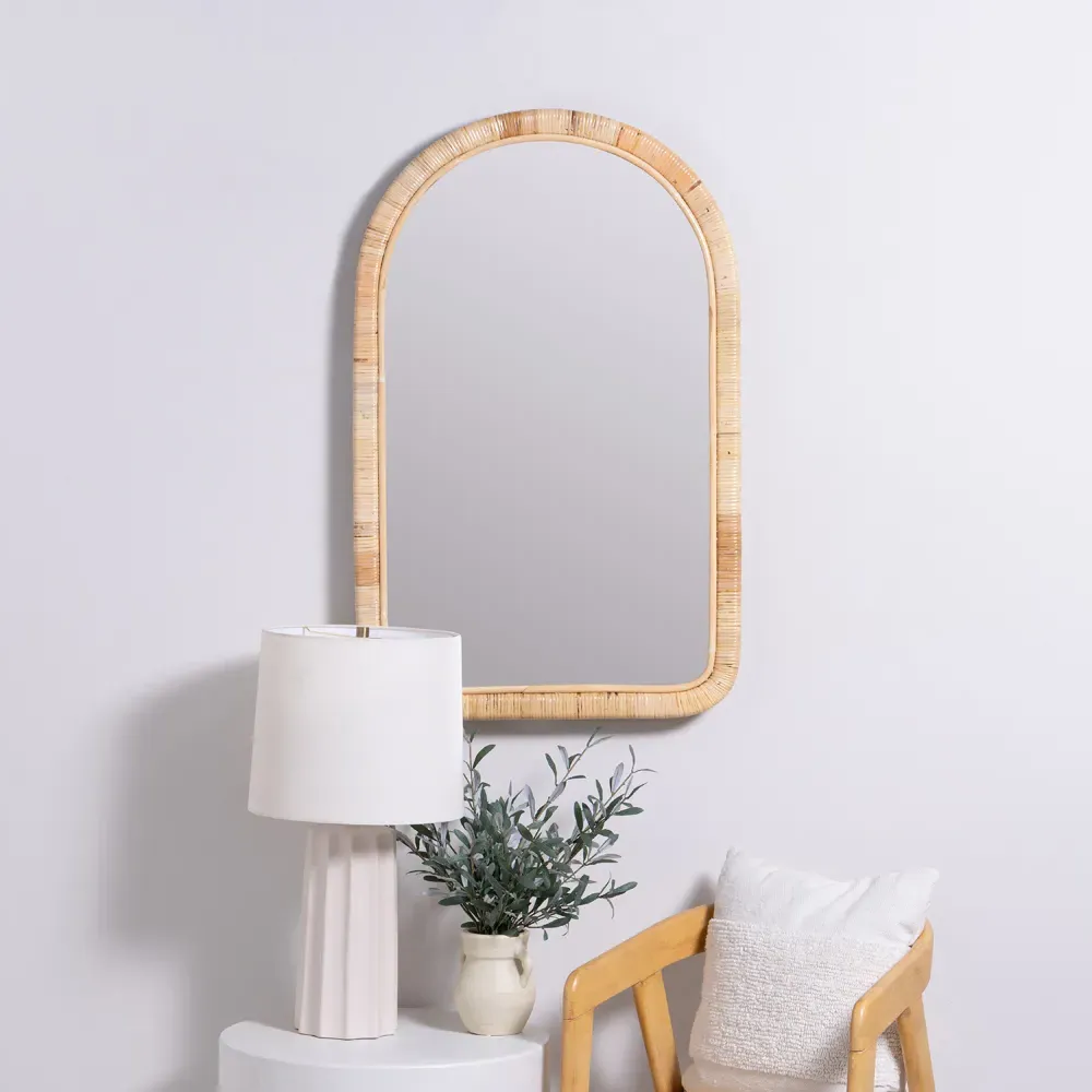 Stevie Arched Wall Mirror - Natural, Rattan
