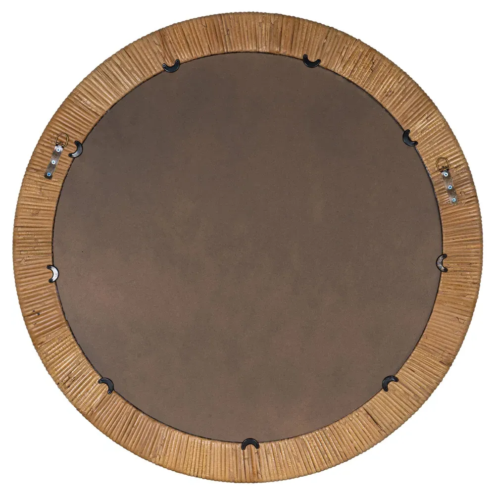 Stevie Round Wall Mirror - Natural, Rattan