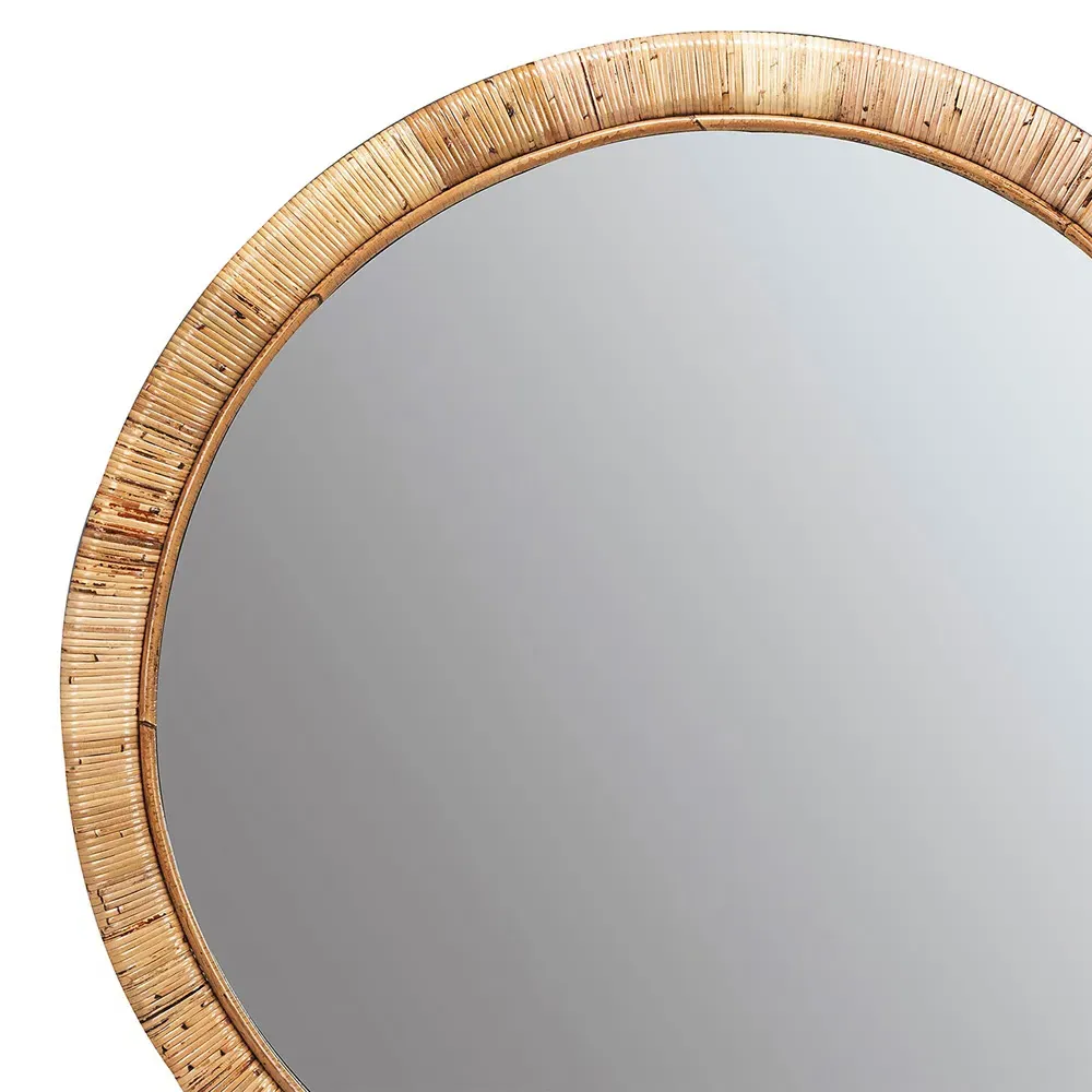 Stevie Round Wall Mirror - Natural, Rattan